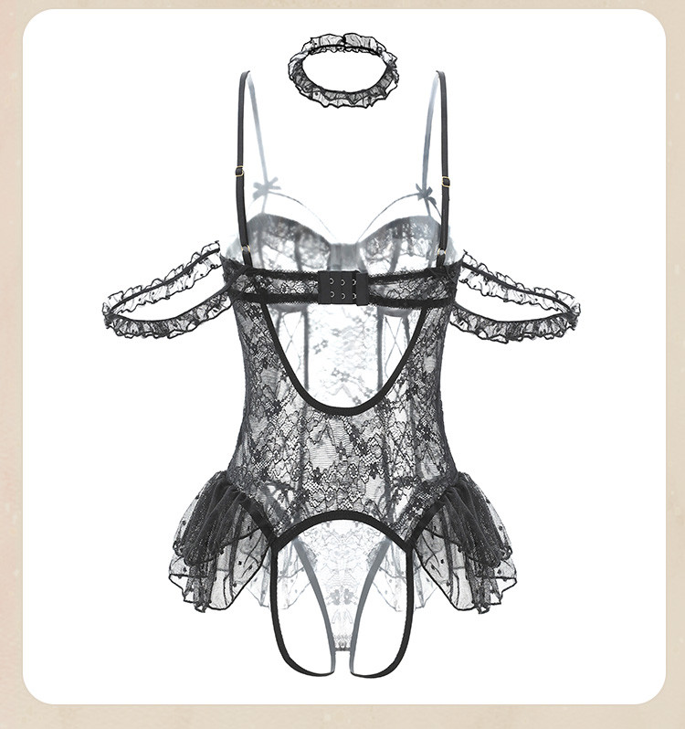 Fei Mu Steel Circle Lace Pure Open Crotch jumpsuit
