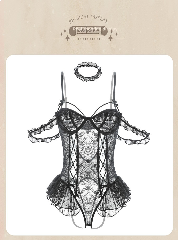 Fei Mu Steel Circle Lace Pure Open Crotch jumpsuit