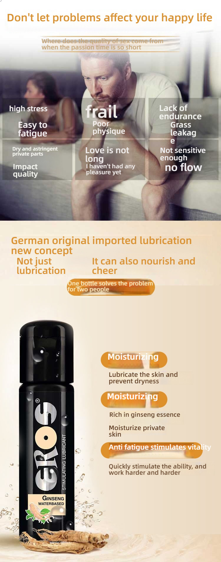 EROS Male Female Korean Ginseng Essence German Imported Lubricant 100ml
