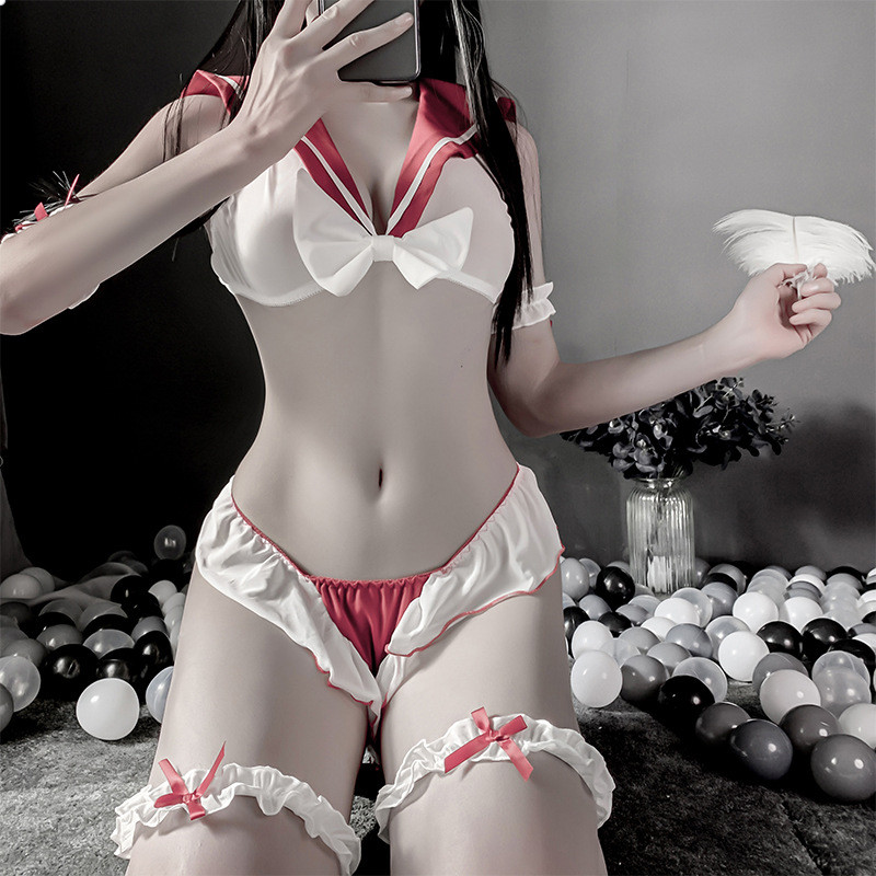 Sexy lingerie, pure student outfit, JK sailor dress, seductive short skirt set, soft girl, college style short skirt