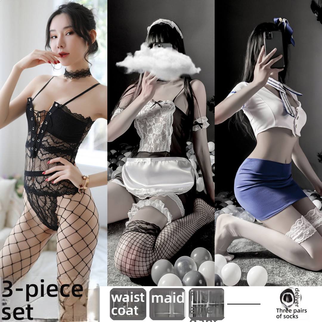 Sexy lingerie, pure student outfit, JK sailor dress, seductive short skirt set, soft girl, college style short skirt