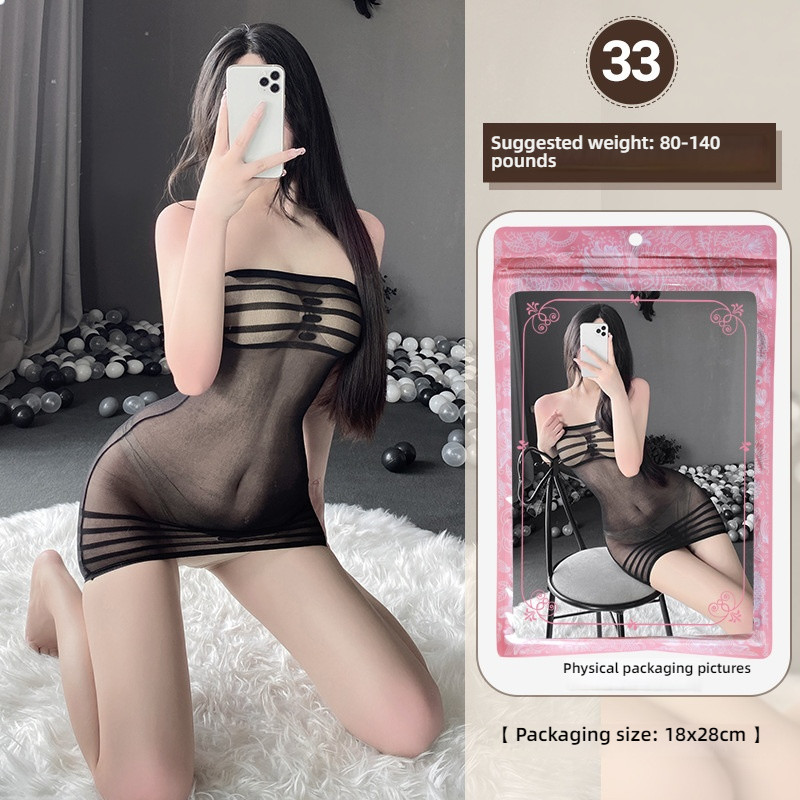 Linlin Ting sexy lingerie cross-border plus size sexy see through hollow one-piece seduction set open stocking set