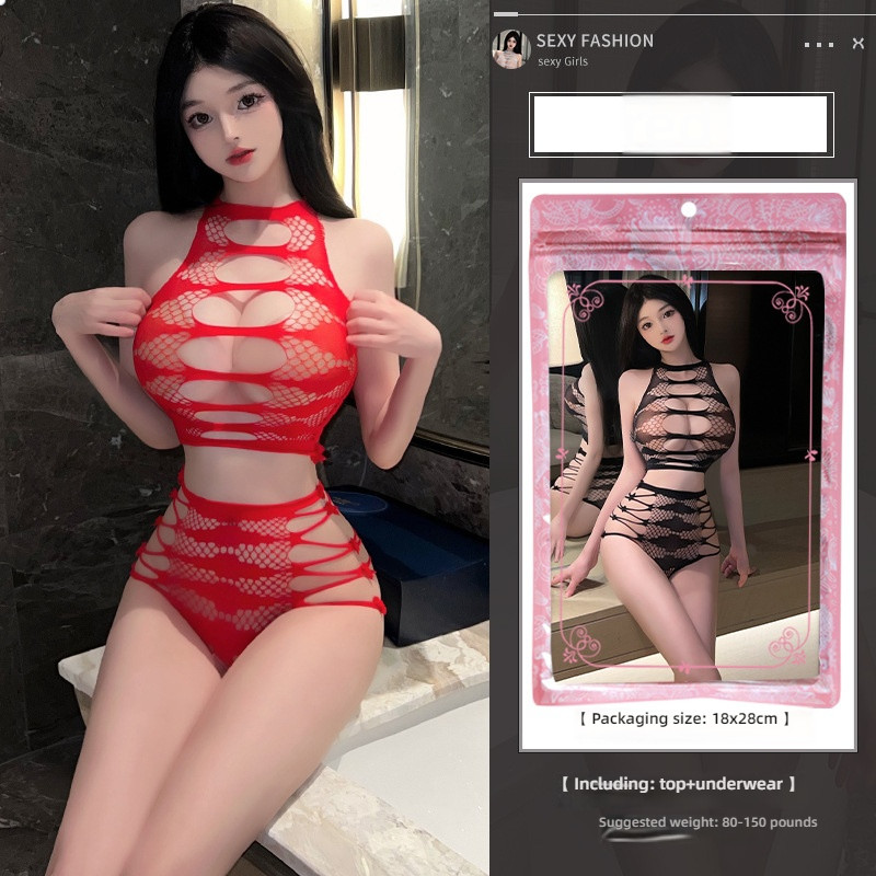 Linlin Ting's sexy lingerie, with a transparent hollow out design that can be torn off, covers the buttocks, and is full