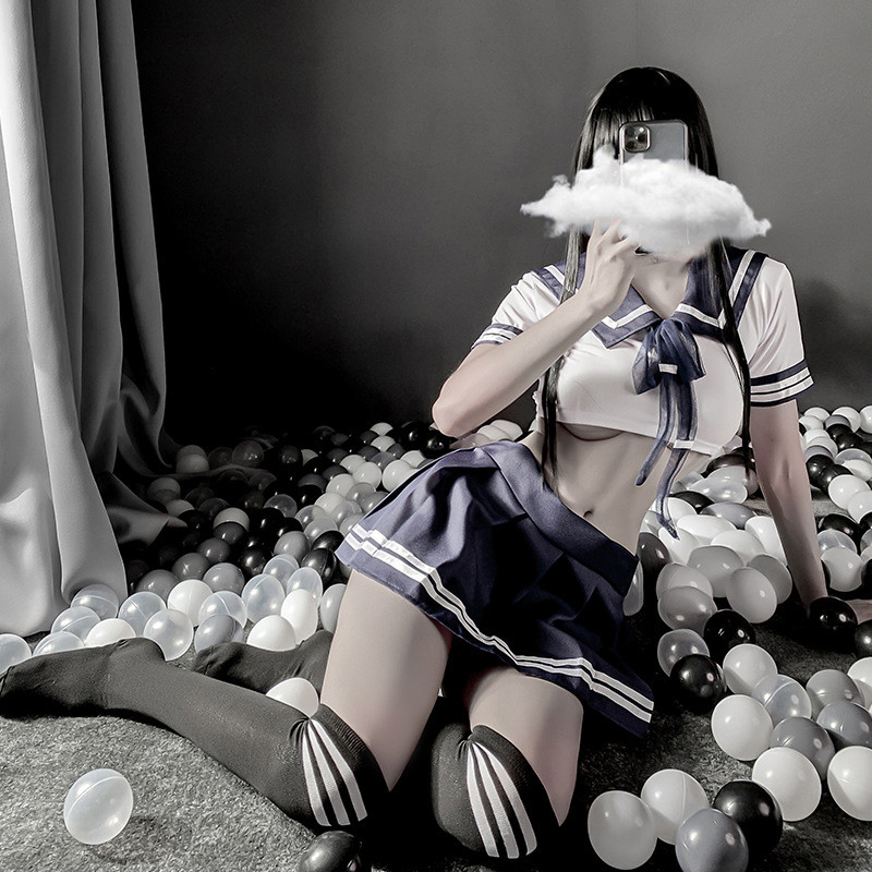 Sexy lingerie, pure student outfit, JK sailor dress, seductive short skirt set, soft girl, college style short skirt