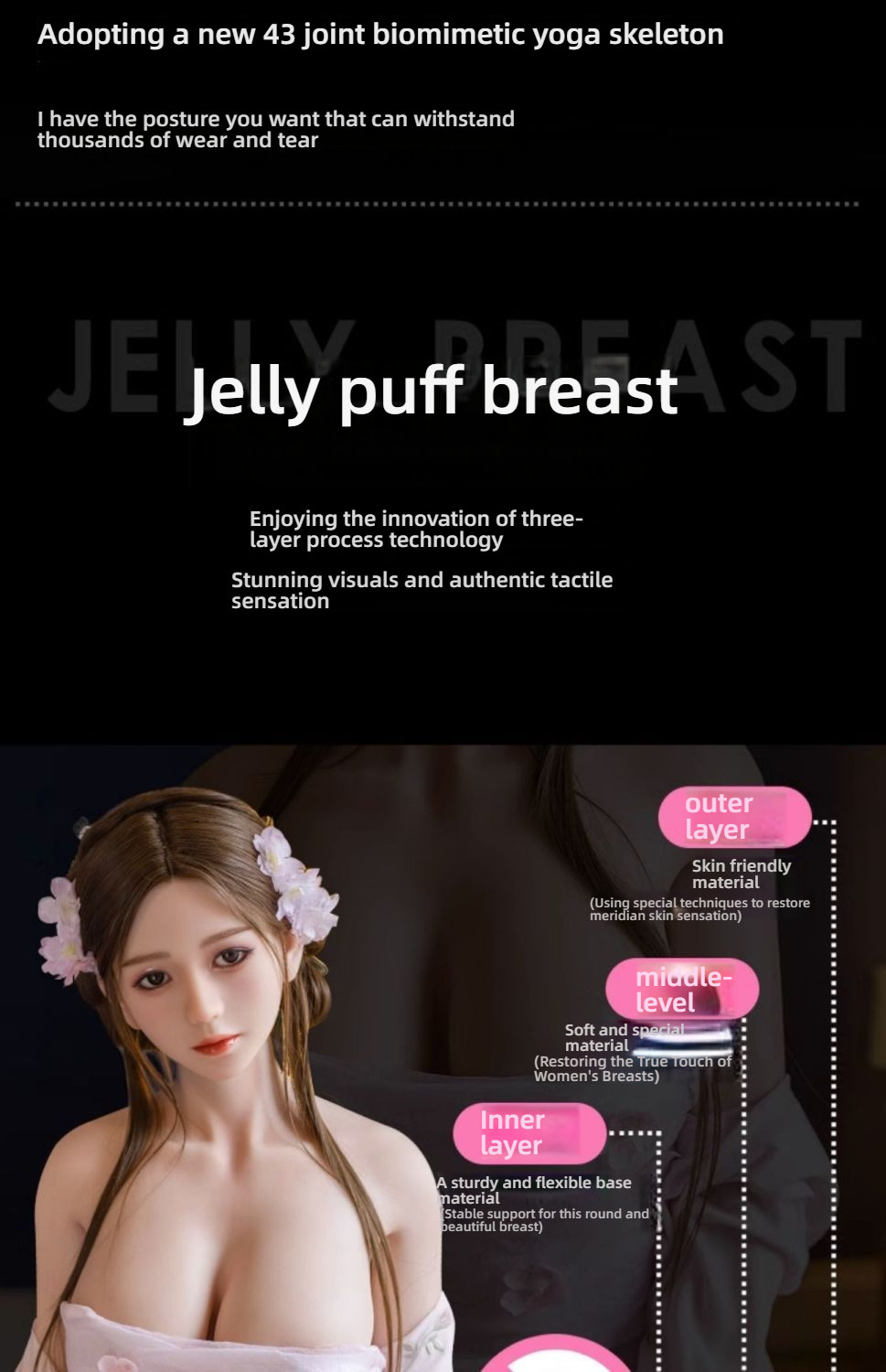 All solid doll, new silicone non inflatable full body with skeleton, wife, big chest, beautiful woman, adult sex toy