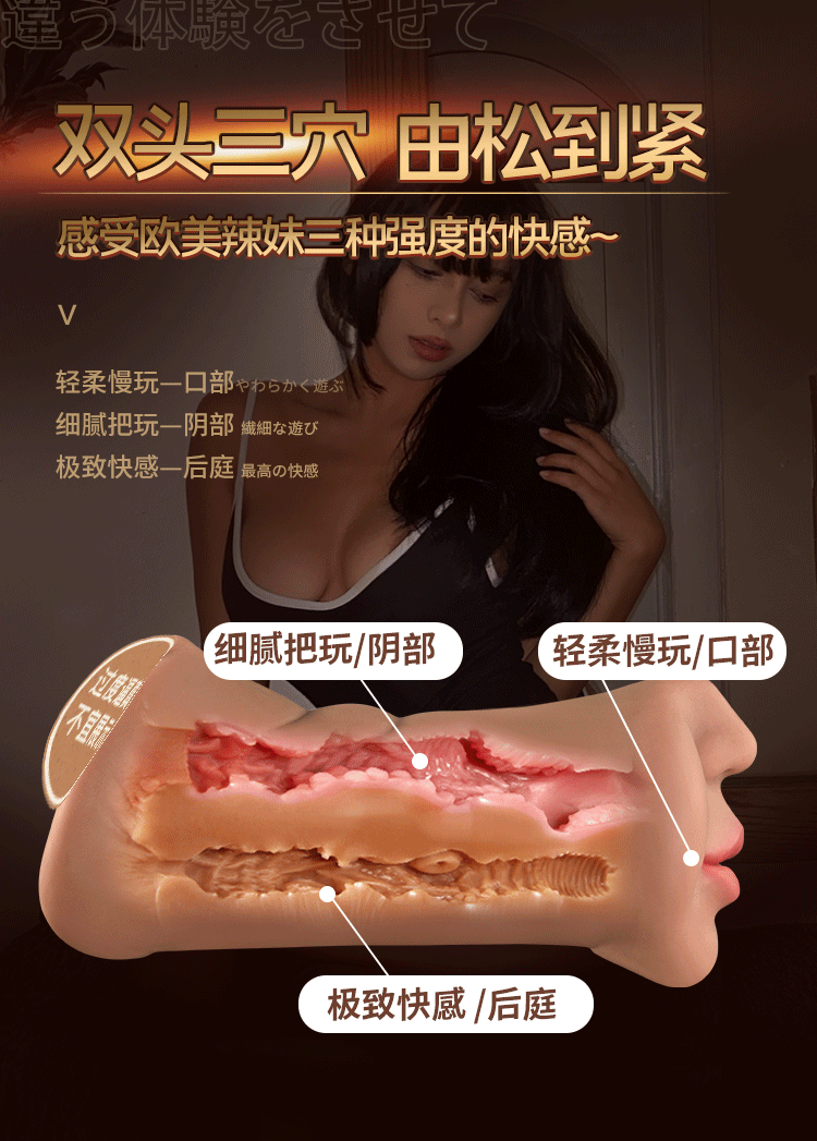 COC Smile Lips Realistic Mouth Love Oral Yin Anal Three Channel Famous Instrument