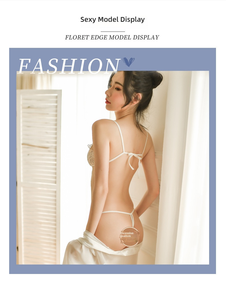 Stacy White Lace Perspective Mesh Sexy Sleeping Skirt Set