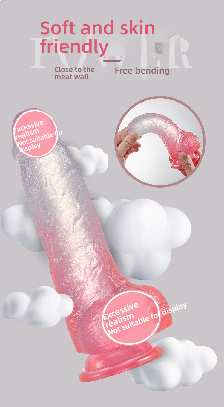 Qingqing Pink Crystal Gradient Transparent Simulated dildo