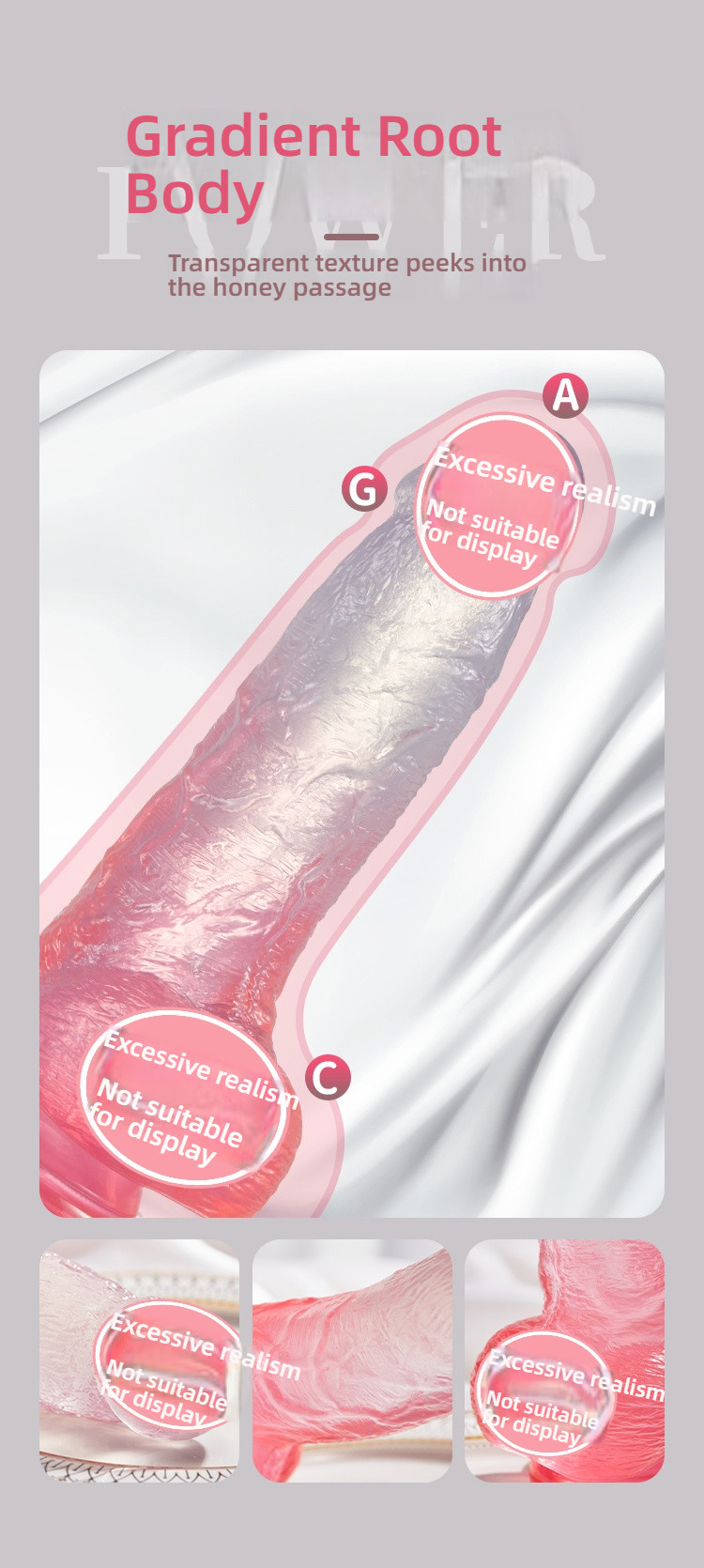 Qingqing Pink Crystal Gradient Transparent Simulated dildo