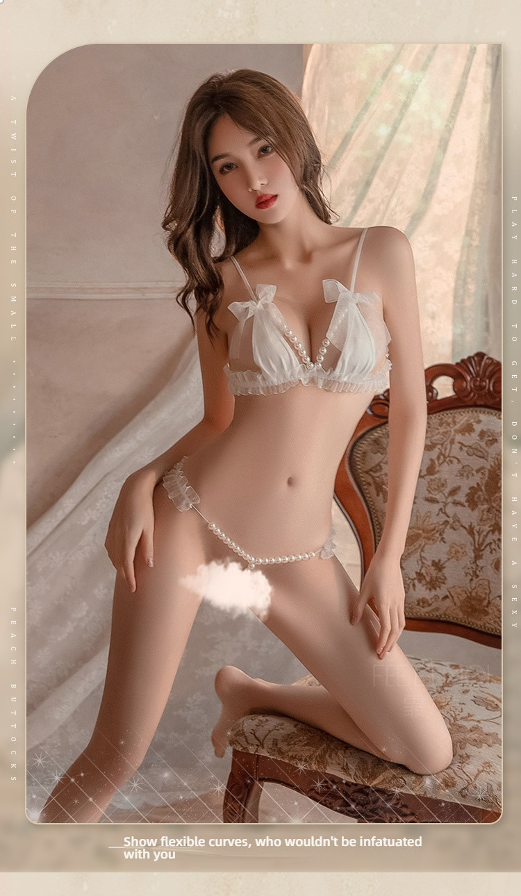 Feimu lace translucent pearl string decoration three-point style