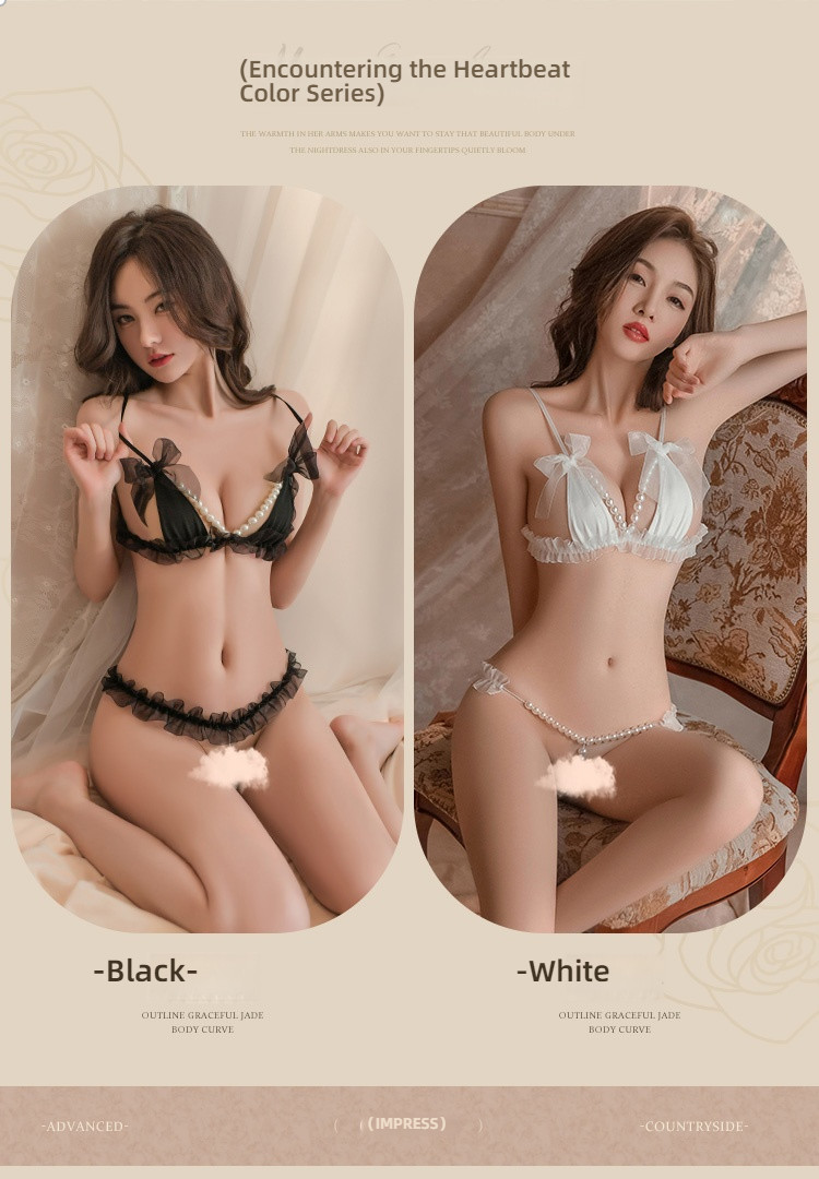 Feimu lace translucent pearl string decoration three-point style