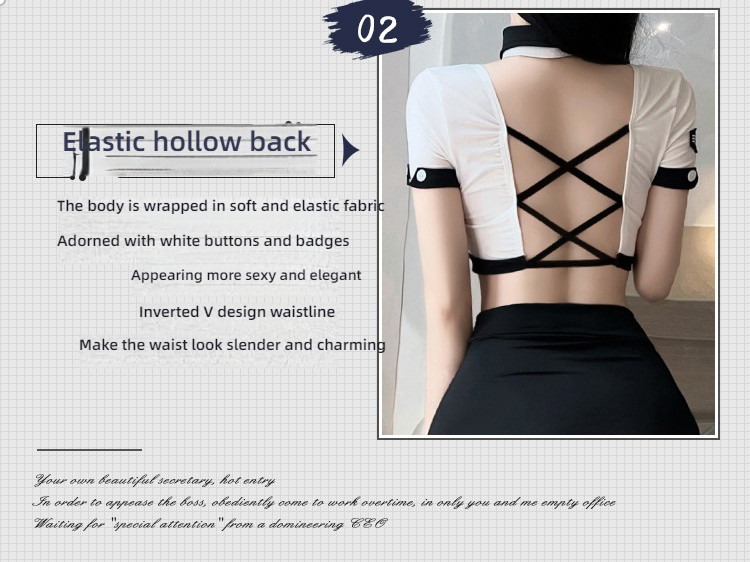 Fei Mu Temptation Flight Attendant Hollow Naked Back Split Set