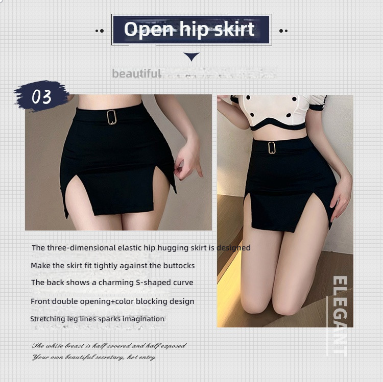 Fei Mu Temptation Flight Attendant Hollow Naked Back Split Set