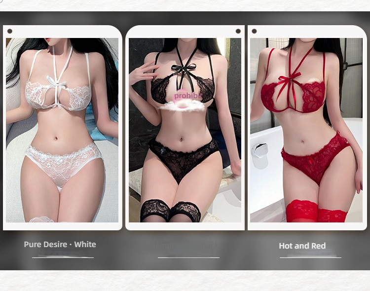 Fei Mu Mi Milk Beauty Lace Open Crotch Three Point Style