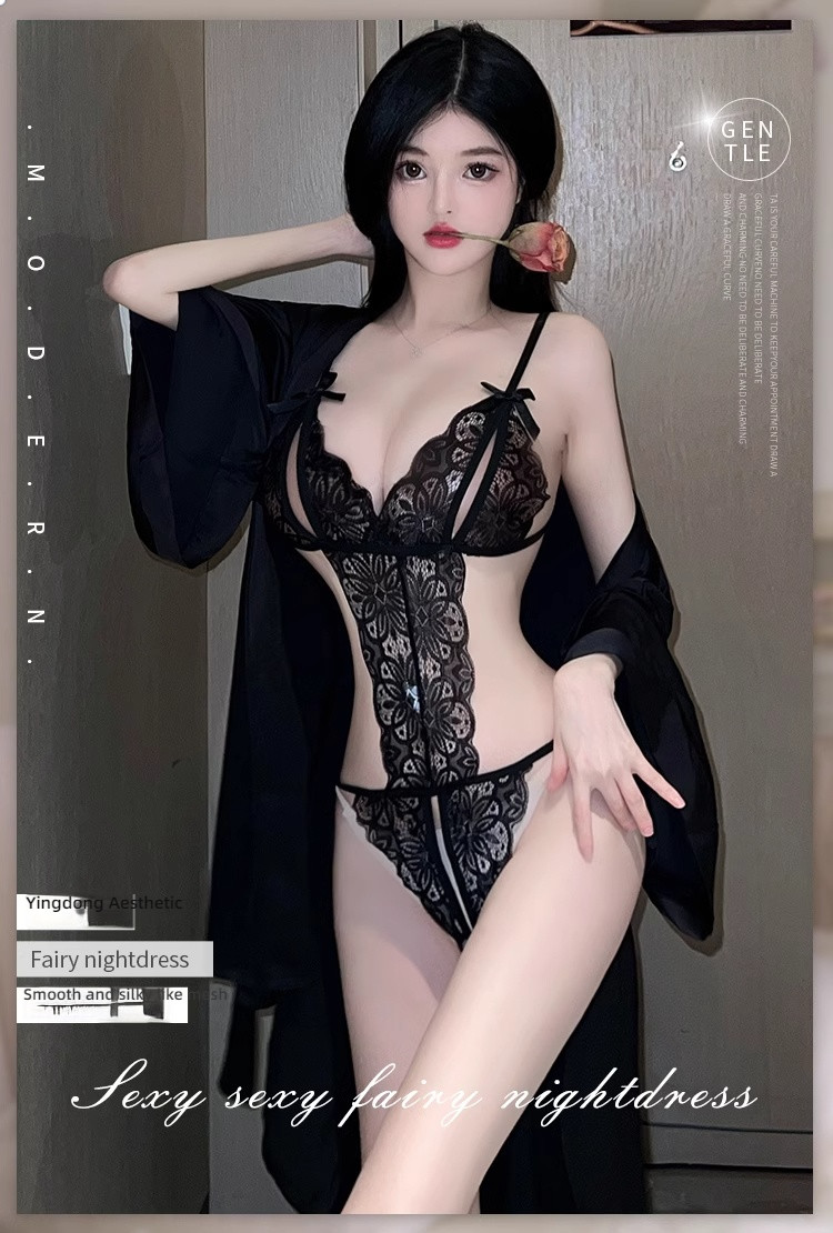 Stacy seduces with open crotch, hollowed out see through jumpsuit