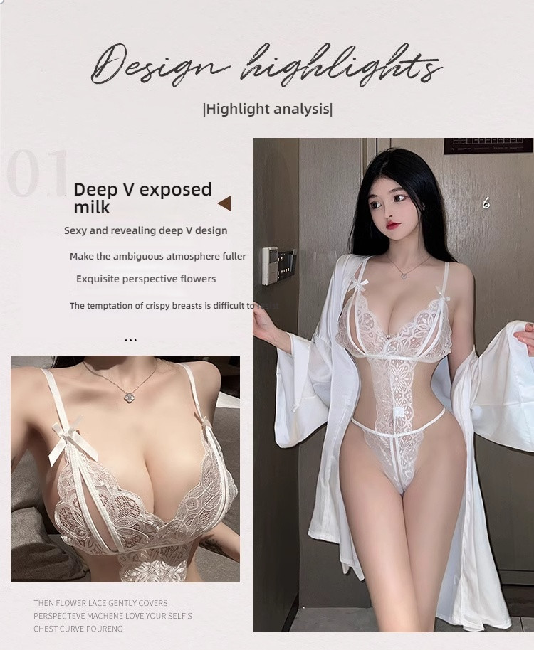 Stacy seduces with open crotch, hollowed out see through jumpsuit