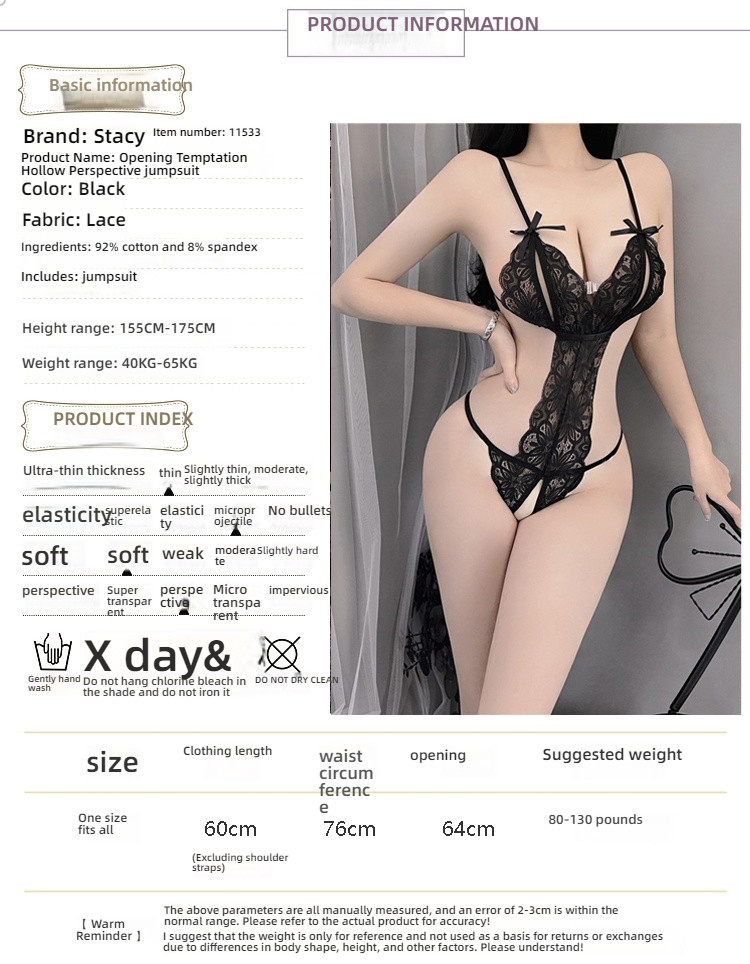 Stacy seduces with open crotch, hollowed out see through jumpsuit