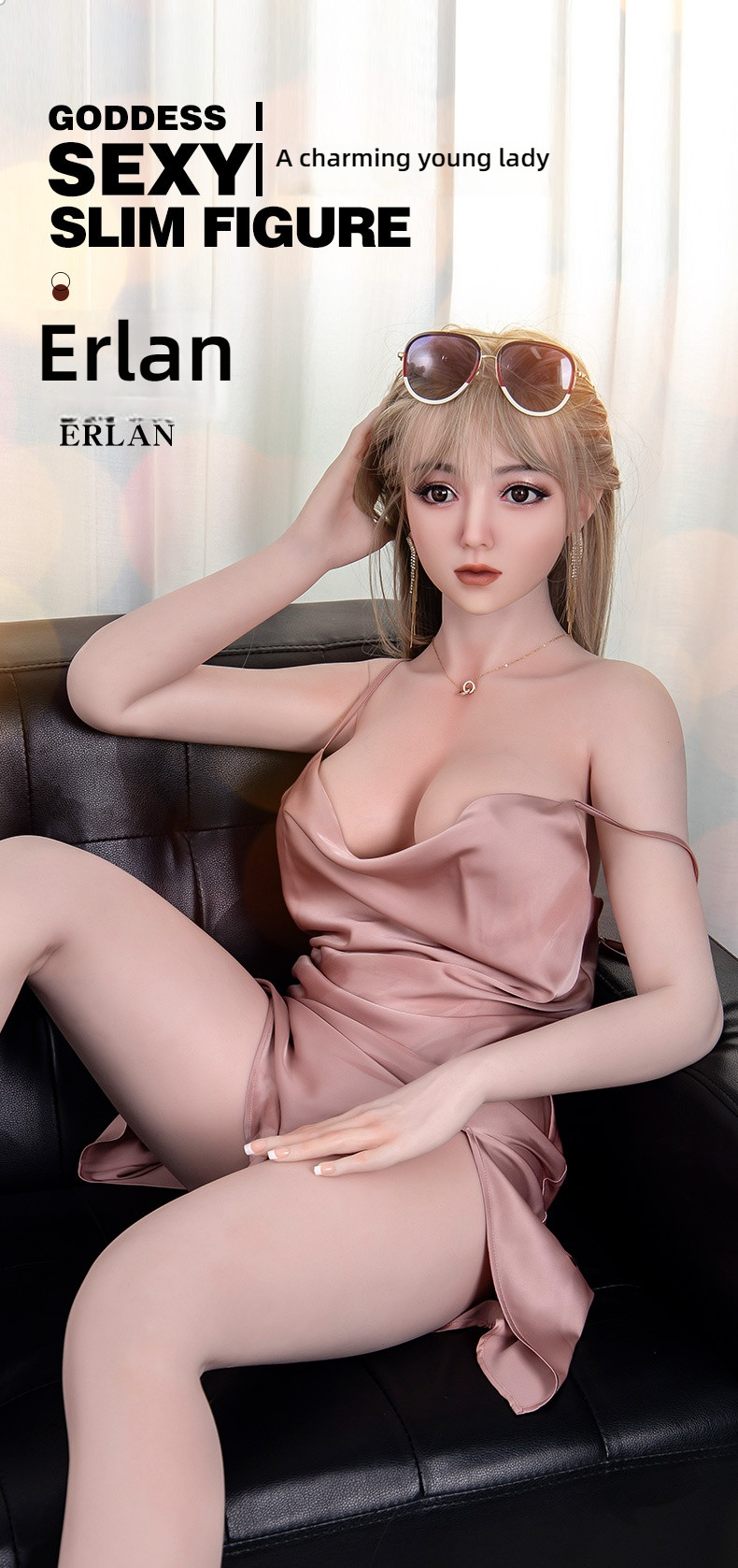 Enchanting Sister - Erlan G005 (Y18) Solid Doll 158cm+Silicone Head Hair Transplant+Mouth Love+Mouth Love Sucking+Sound