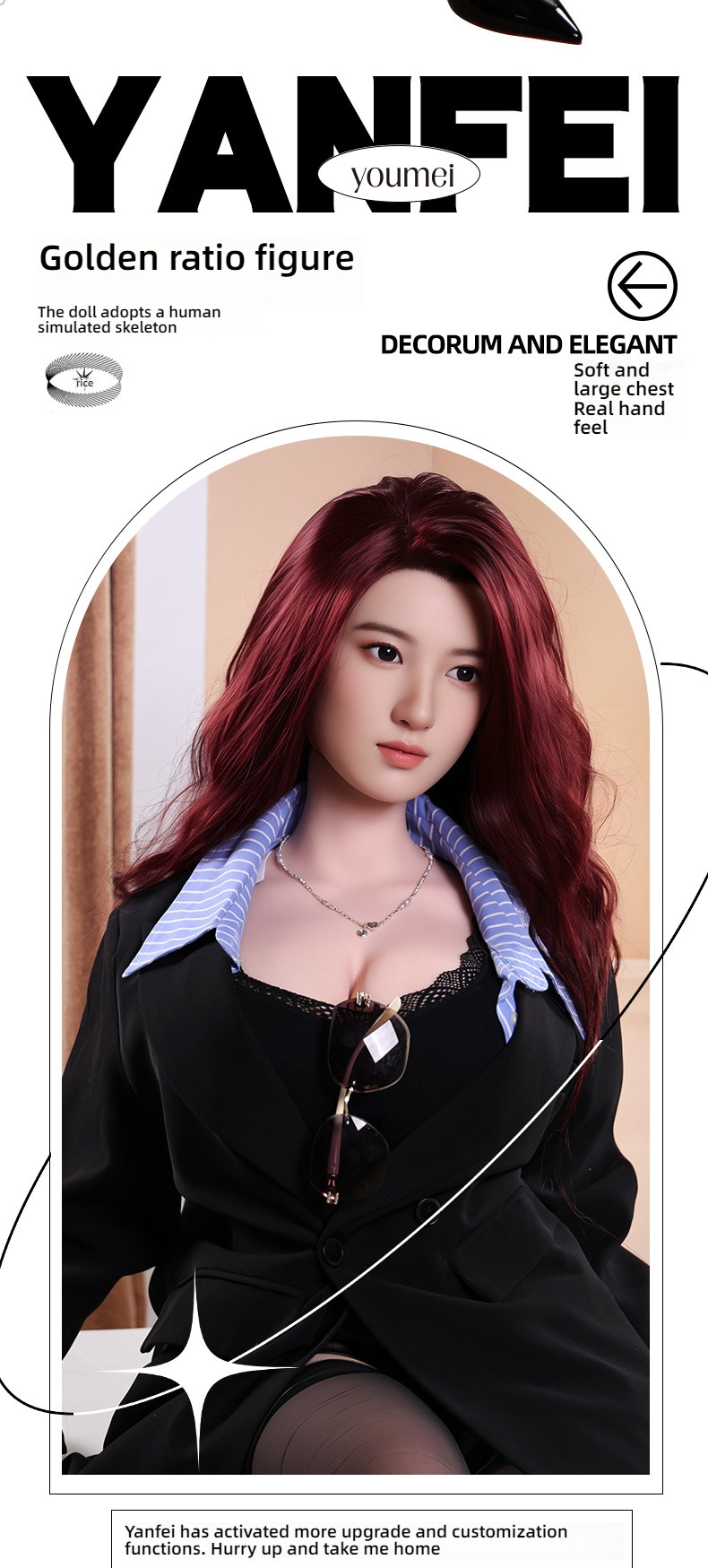 Yanfei Silicone Head Hair Transplant 158cm Solid Doll G095 (Y51) (Private Clamping+Sound+Heating)