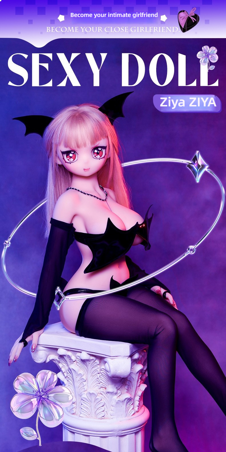 Solid doll anime - Ziya (G093) full tpe skin texture new 110cm cartilage model (D2 light pink hair)