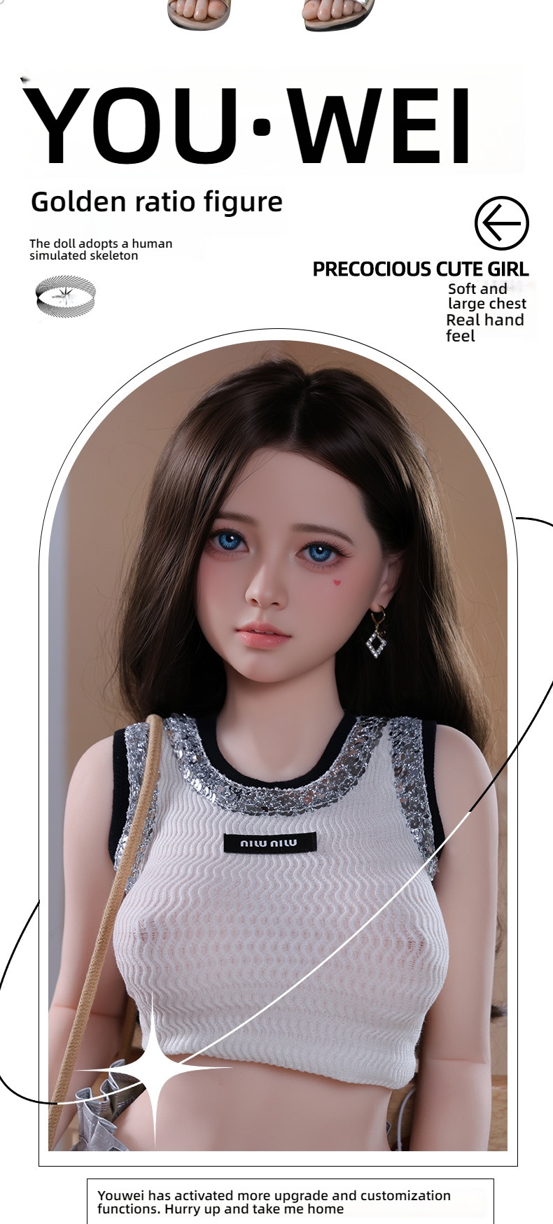 Cute and pure handsome man - Youwei (G055-Y30) physical doll (148 leather pattern silicone head transplant+sound+heating