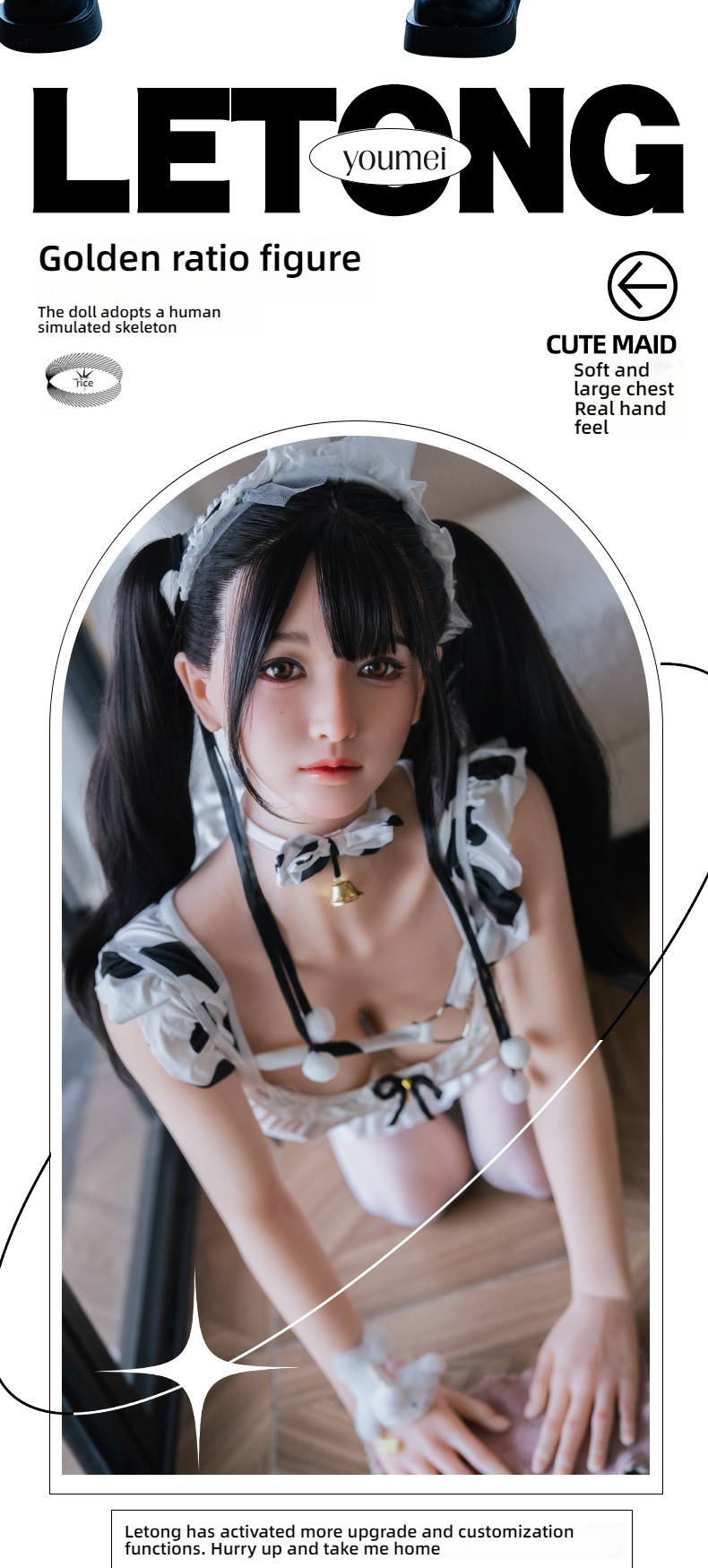 Mengmeng Maid - Letong (G096-Y9) Solid Doll 158cm Silicone Head Hair Transplant+Oral Love+Vocalization+Heating+Private A